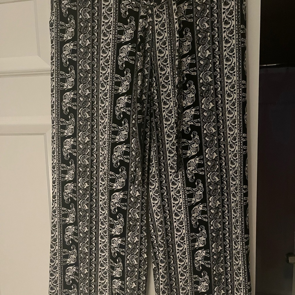 Black and White Patterned Women's Pants